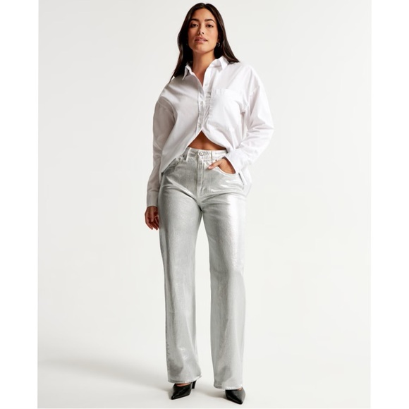 NWT • A&F Silver Metallic Jeans - Picture 7 of 12